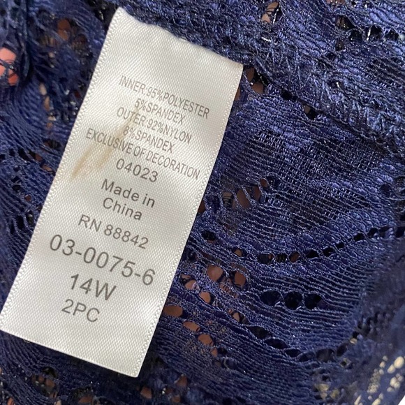 Roaman’s 2pc Navy Dress & Lace Cover Jacket 14W - Picture 13 of 14